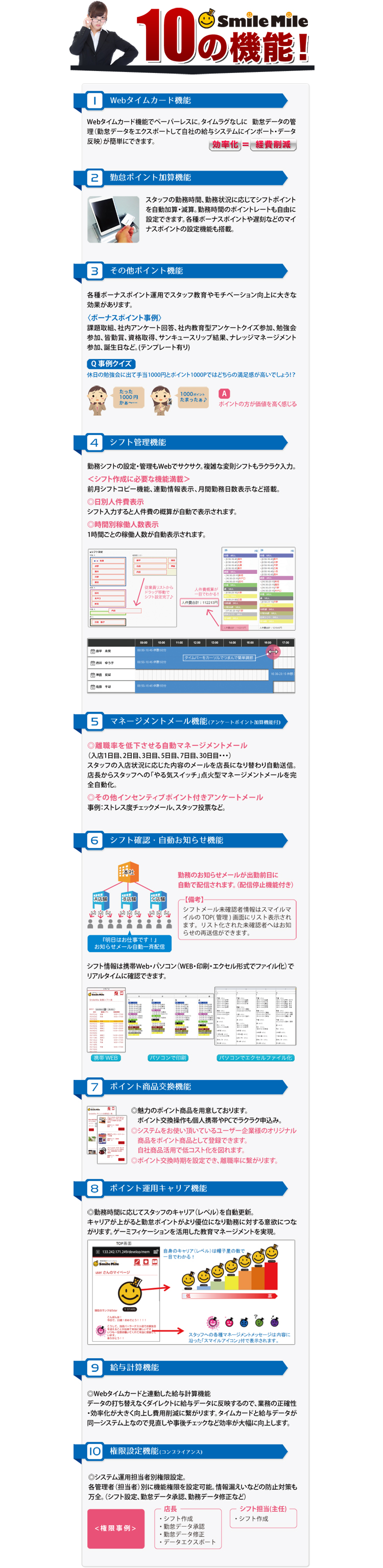 �X�}�C���}�C��10�̋@�\/1.web�^�C���J�[�h�@�\/2.�ΑӃ|�C���g���Z�@�\/3.���̑��|�C���g�@�\/4.�V�t�g�Ǘ��@�\/5.�}�l�[�W�����g���[���@�\�i�A���P�[�g�|�C���g���Z�@�\�t��/6.�V�t�g�m�F�E�������m�点�@�\/7.�|�C���g���i�����@�\/8.�|�C���g�^�p�L�����A�@�\/9.���^�v�Z�@�\/10.�����ݒ�@�\�i�R���v���C�A���X�j�j